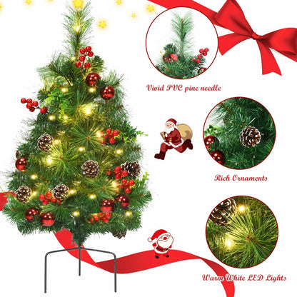 Set of 2 29 Inch Pre-lit Pathway Christmas Trees, Green Christmas Tree at Gallery Canada