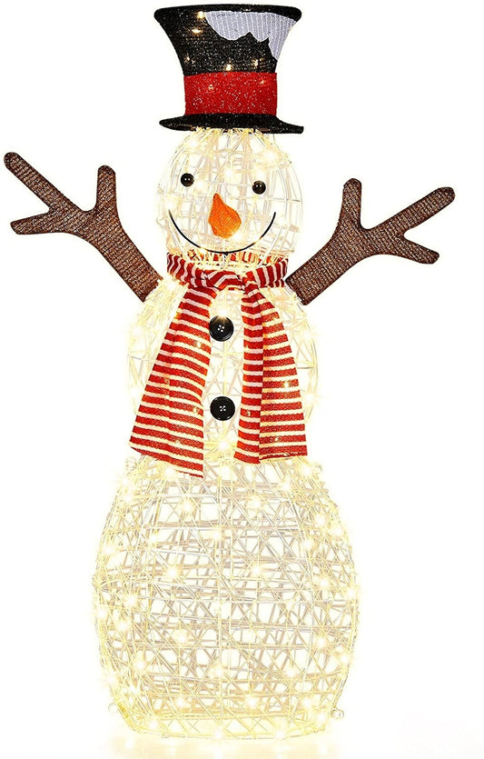 Christmas Lighted Snowman Decorations, Pre-Lit 80 Lights, Golden Christmas Decor & Accessories Golden at Gallery Canada