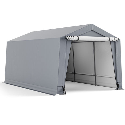 10 x 16 Feet Heavy-Duty Outdoor Carport, 2 Doors, Gray Carports Gray at Gallery Canada