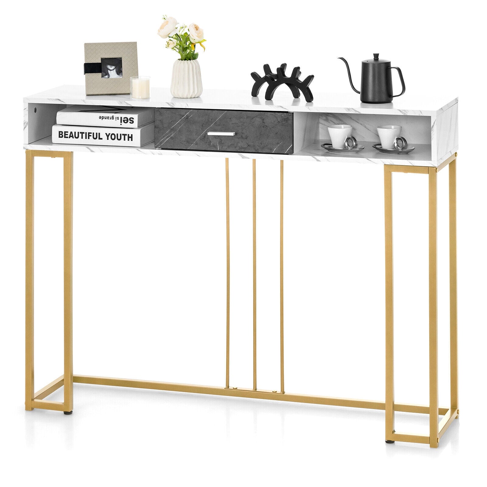 Narrow Long Sofa Table, White Console Tables at Gallery Canada