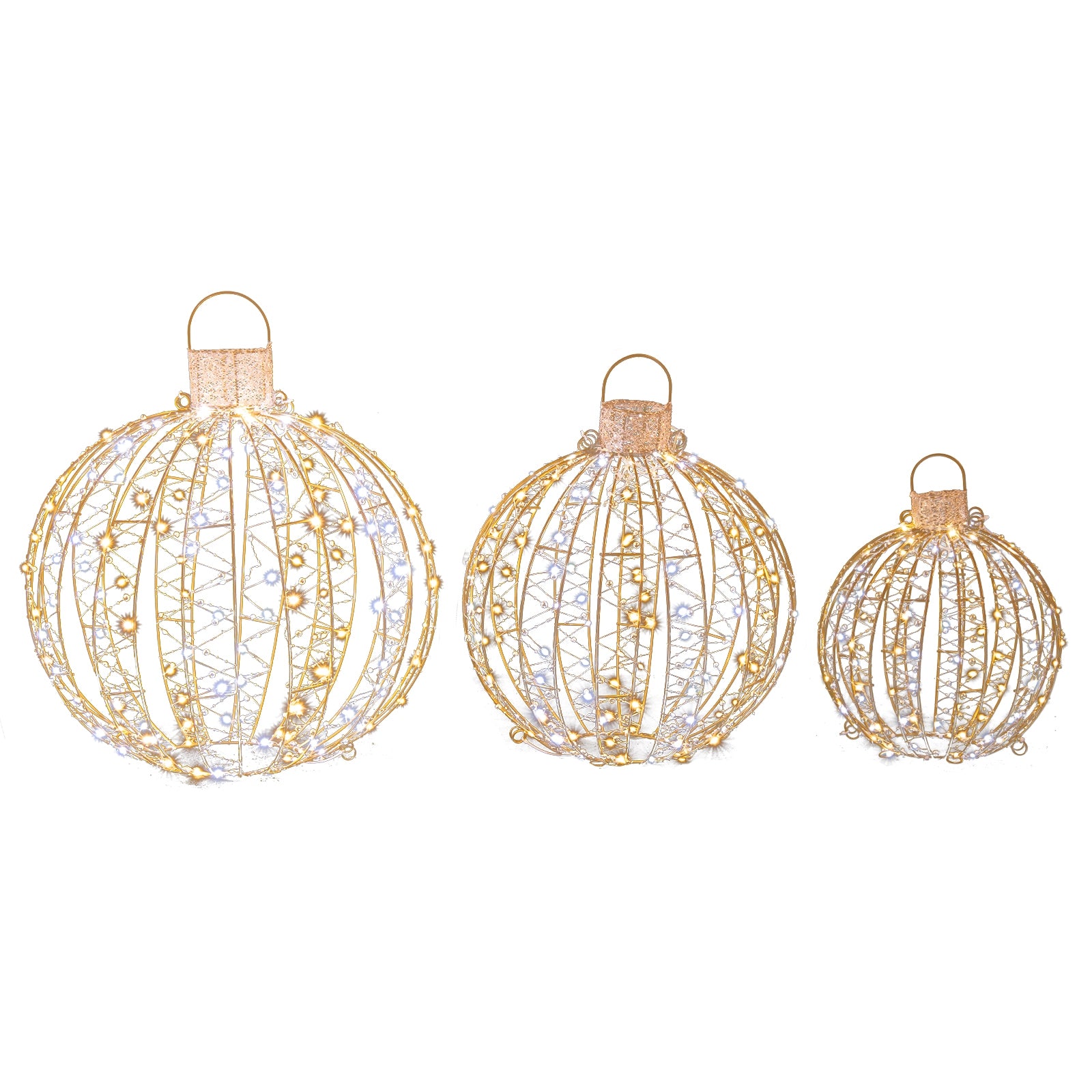 Christmas LED Light Balls, 3 Pack, Golden Christmas Decor & Accessories Golden at Gallery Canada