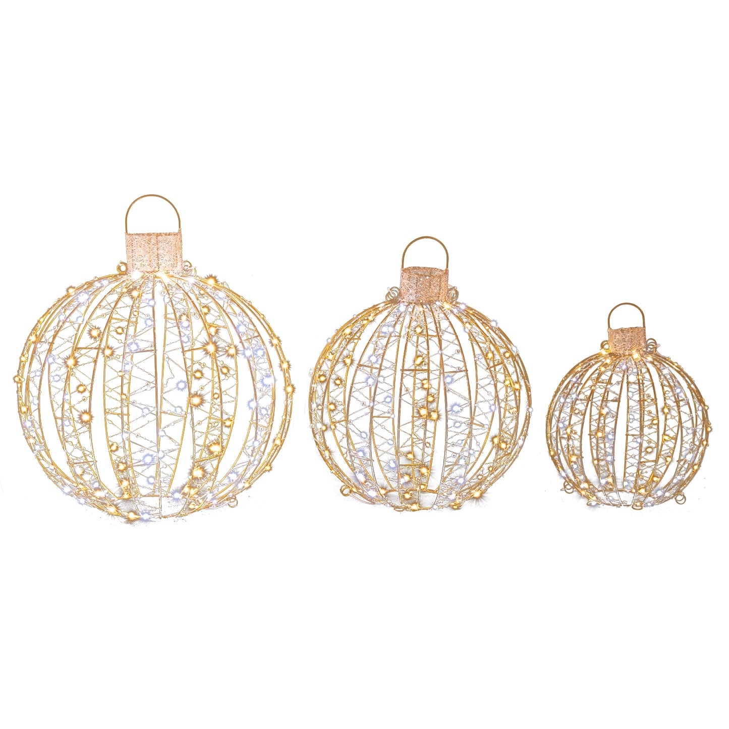 Christmas LED Light Balls, 3 Pack, Golden Christmas Decor & Accessories Golden at Gallery Canada