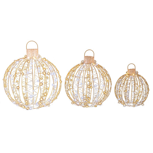 Christmas LED Light Balls, 3 Pack, Golden Christmas Decor & Accessories Golden at Gallery Canada