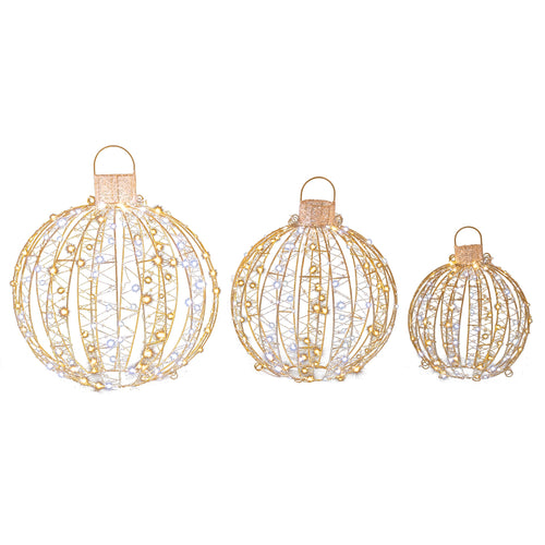 Christmas LED Light Balls, 3 Pack, Golden
