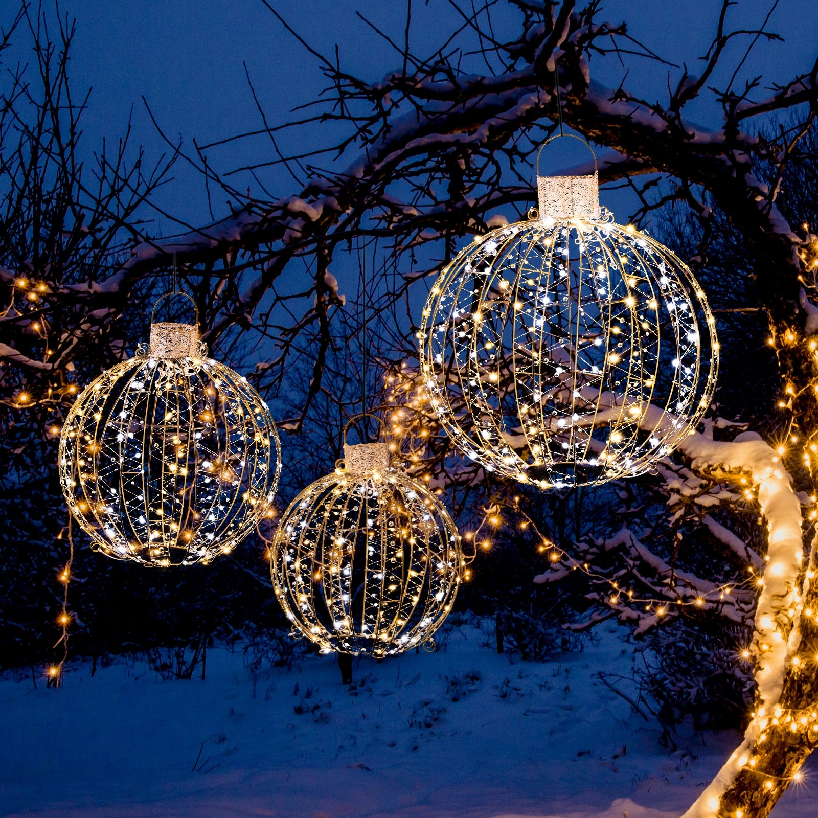 Christmas LED Light Balls, 3 Pack, Golden Christmas Decor & Accessories at Gallery Canada