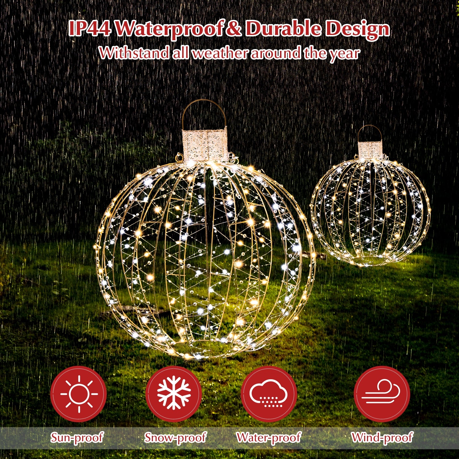 Christmas LED Light Balls, 3 Pack, Golden Christmas Decor & Accessories at Gallery Canada