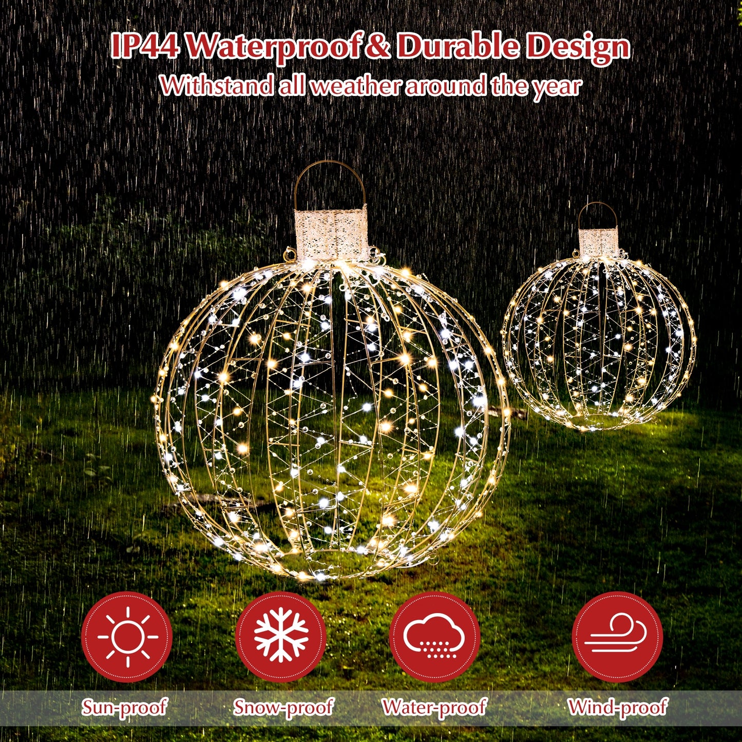 Christmas LED Light Balls, 3 Pack, Golden Christmas Decor & Accessories at Gallery Canada