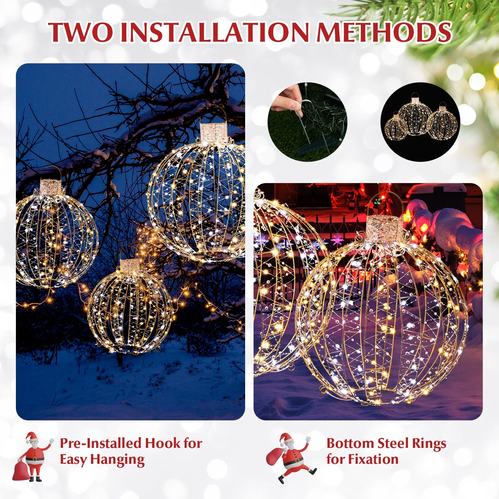 Christmas LED Light Balls, 3 Pack, Golden Christmas Decor & Accessories at Gallery Canada