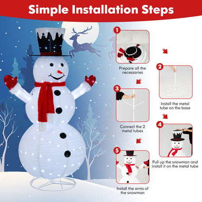 6 Feet Lighted Snowman, Top Hat, Scarf, White, Red Christmas Decor & Accessories at Gallery Canada