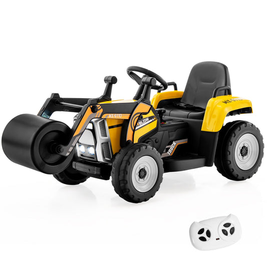 12V Kids Ride on Road Roller with 2.4G Remote Control, Yellow Powered Ride On Toys Yellow at Gallery Canada