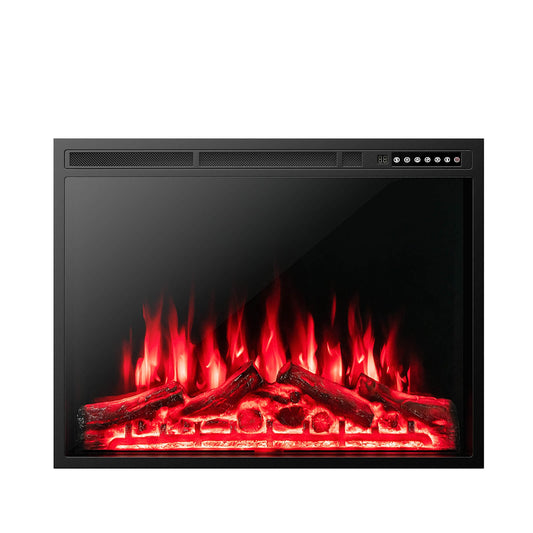 34/37 Inch Electric Fireplace, Recessed, Adjustable Flames, Black