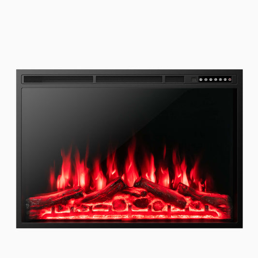 34/37 Inch Electric Fireplace, Adjustable Flames, Black Fireplaces Black at Gallery Canada