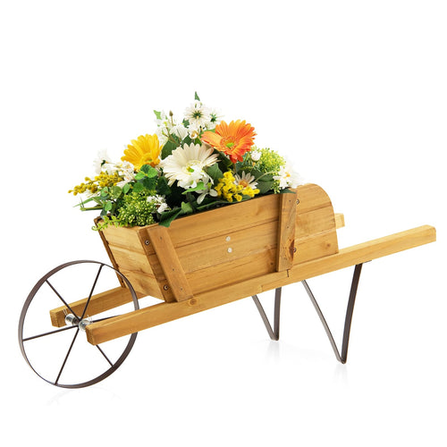 Wooden Wagon Planter, 9 Magnetic Accessories, Walnut