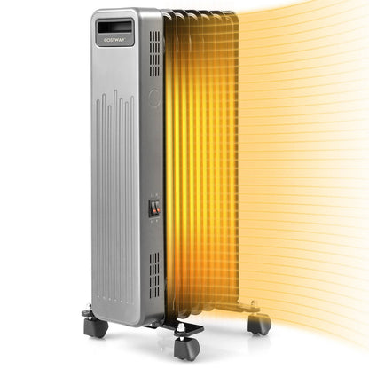 1500W Portable Oil-Filled Radiator Heater for Home and Office, Black Space Heaters Black at Gallery Canada