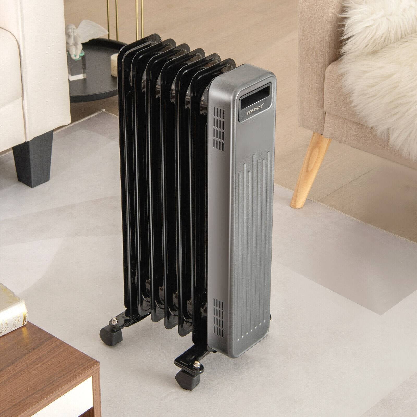 1500W Portable Oil-Filled Radiator Heater for Home and Office, Black Space Heaters at Gallery Canada