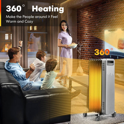 1500W Portable Oil-Filled Radiator Heater for Home and Office, Black Space Heaters at Gallery Canada