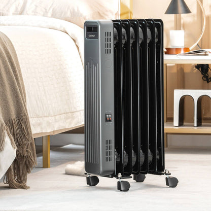 1500W Portable Oil-Filled Radiator Heater for Home and Office, Black Space Heaters at Gallery Canada