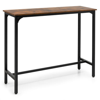 48 Inch Industrial Pub Dining Table, Steel Frame, Rustic Brown Dining Tables at Gallery Canada