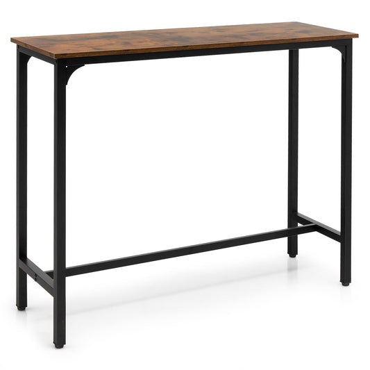 48 Inch Industrial Pub Dining Table with Steel Frame, Rustic Brown - Gallery Canada