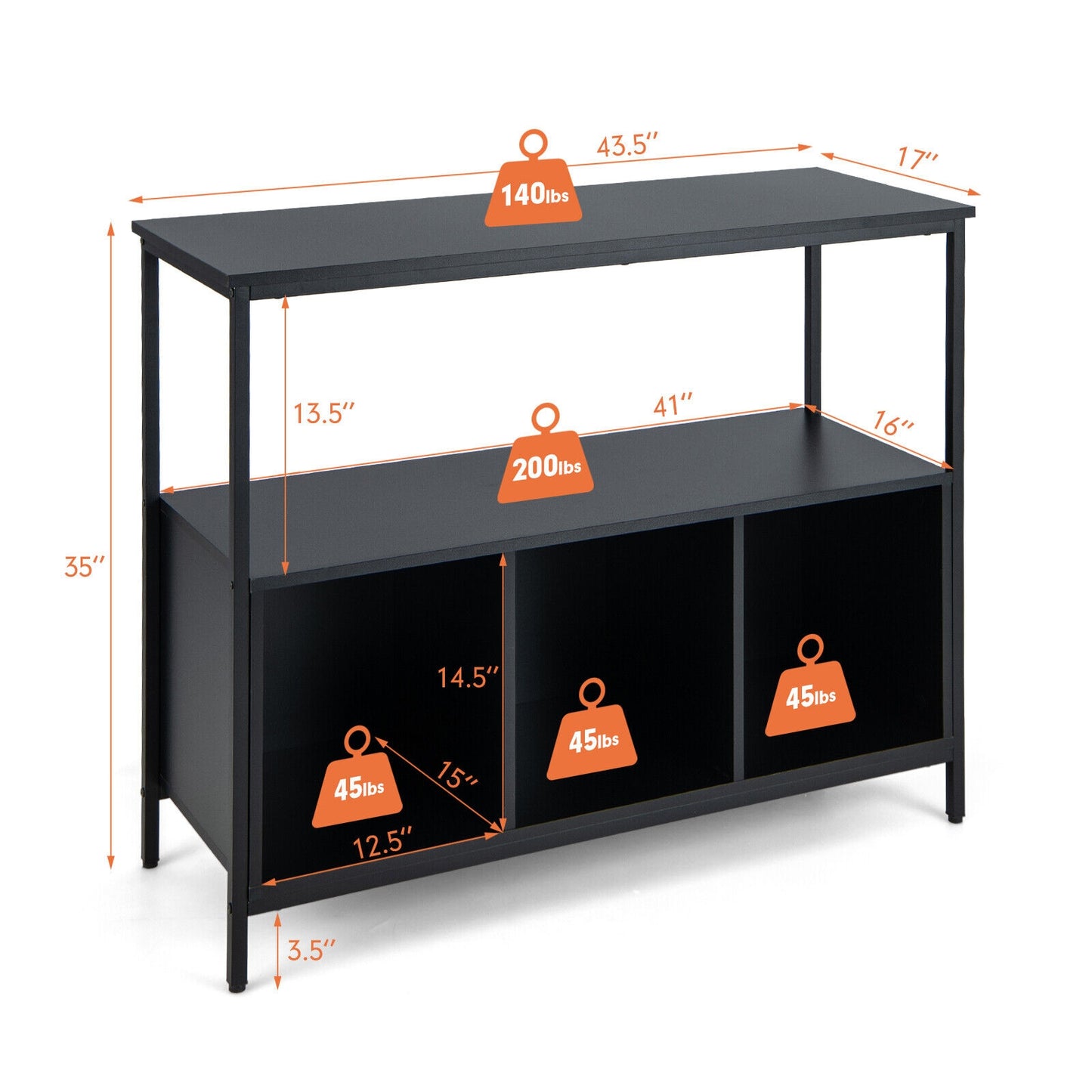 Modern Kitchen Buffet Sideboard with 3 Compartments, Black Sideboards Cabinets & Buffets at Gallery Canada