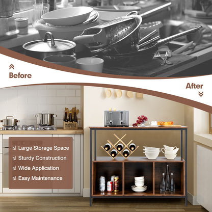 Modern Kitchen Buffet Sideboard, 3 Compartments, Rustic Brown Sideboards Cabinets & Buffets at Gallery Canada