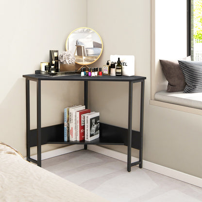 Triangle Computer Corner Desk with Charging Station, Black Corner Desks at Gallery Canada