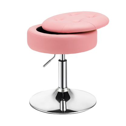 Adjustable 360° Swivel Storage Vanity Stool with Removable Tray, Pink Ottomans at Gallery Canada