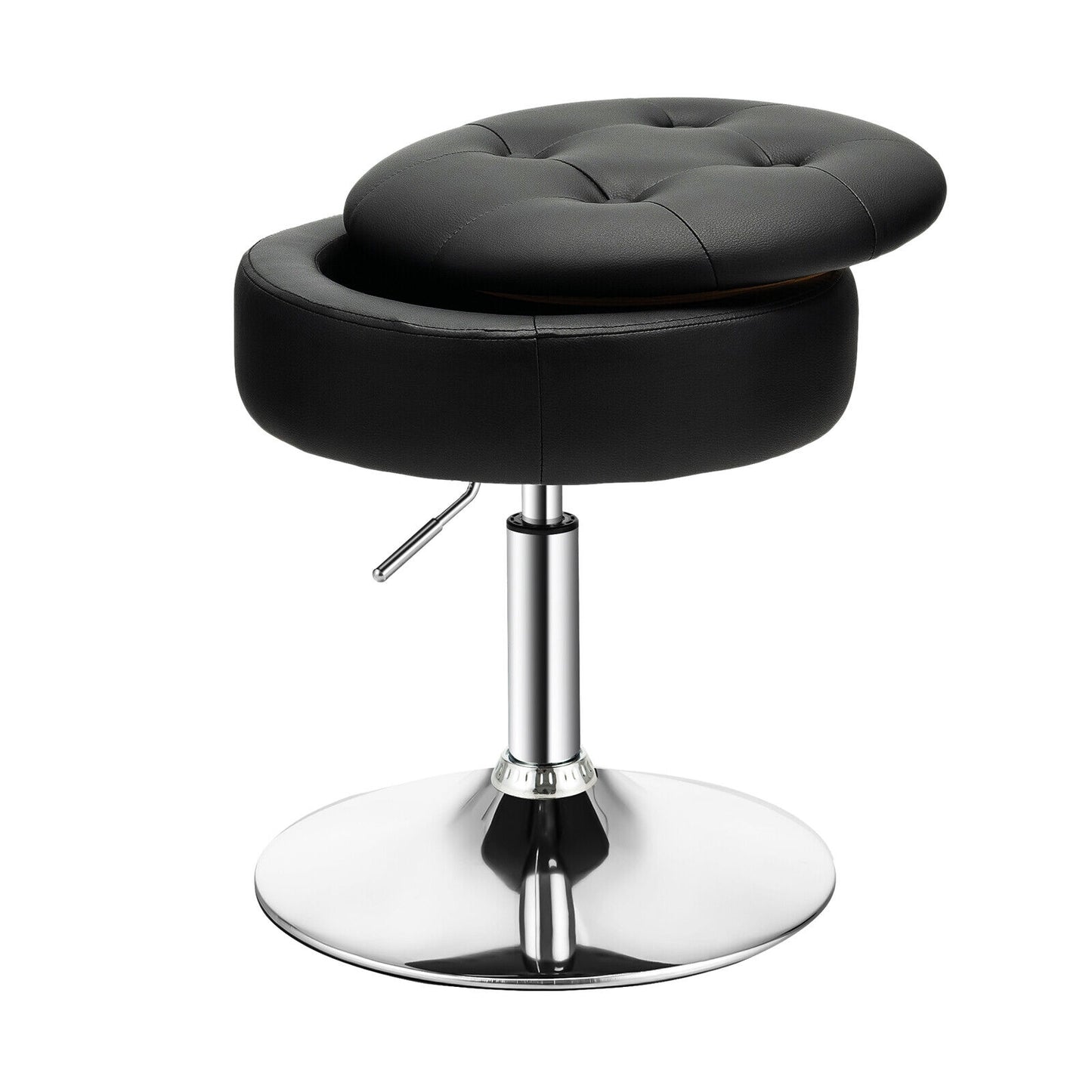 Adjustable 360° Swivel Storage Vanity Stool with Removable Tray, Black Ottomans at Gallery Canada