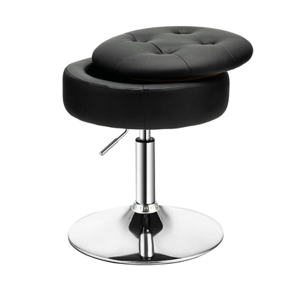 Adjustable 360° Swivel Storage Vanity Stool with Removable Tray, Black Ottomans at Gallery Canada