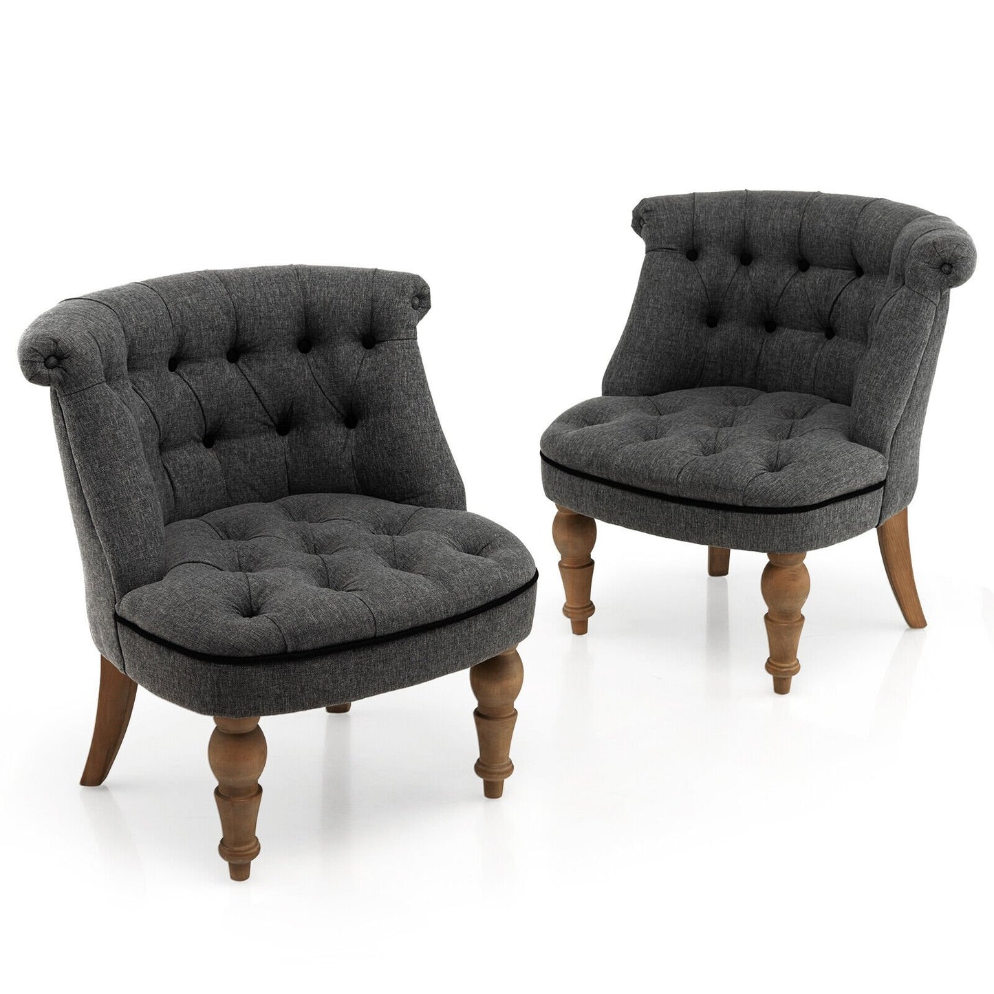 Set of 2 Upholstered Armless Slipper Chairs with Beech Wood Legs, Gray Accent Chairs at Gallery Canada