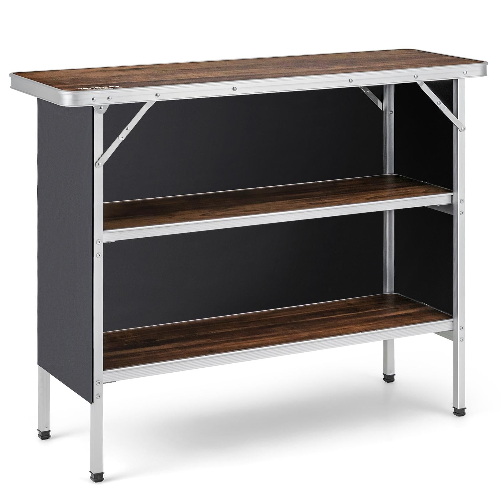 Folding Camping Table With 2-Tier Shelves, Outdoor BBQ Coffee Table Camping Furniture at Gallery Canada
