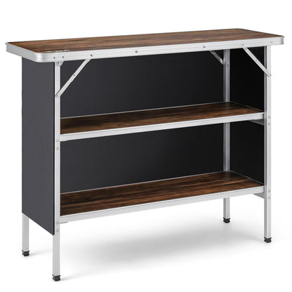 Folding Camping Table with 2-Tier Open Shelves for Outdoor BBQ, Coffee Camping Furniture at Gallery Canada