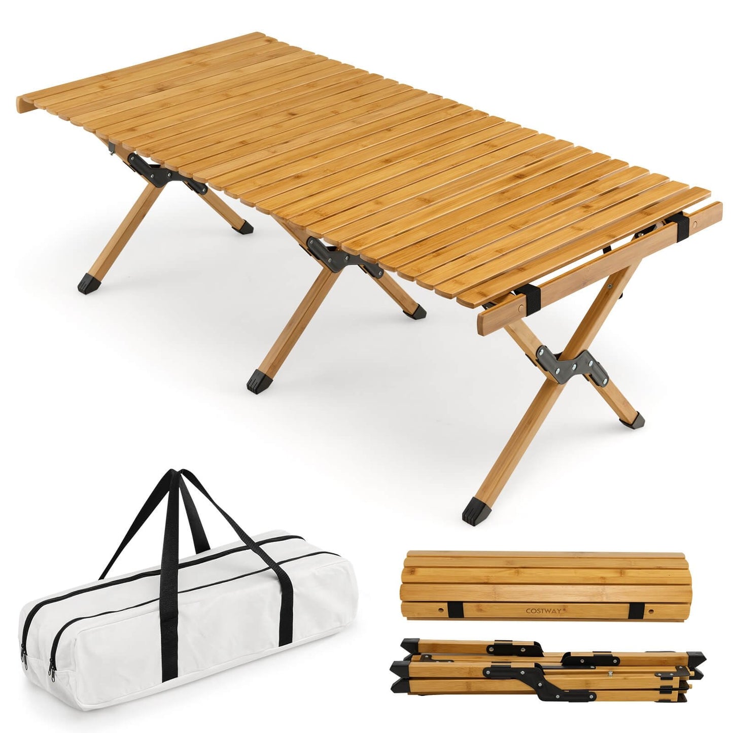 Portable Picnic Table with Carry Bag for Camping and BBQ, Natural - Gallery Canada