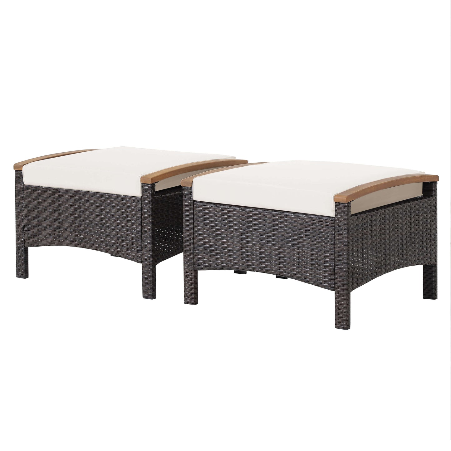 Set Of 2 Fade-Resistant Wicker Patio Ottoman, White Outdoor Seating & Patio Chairs at Gallery Canada