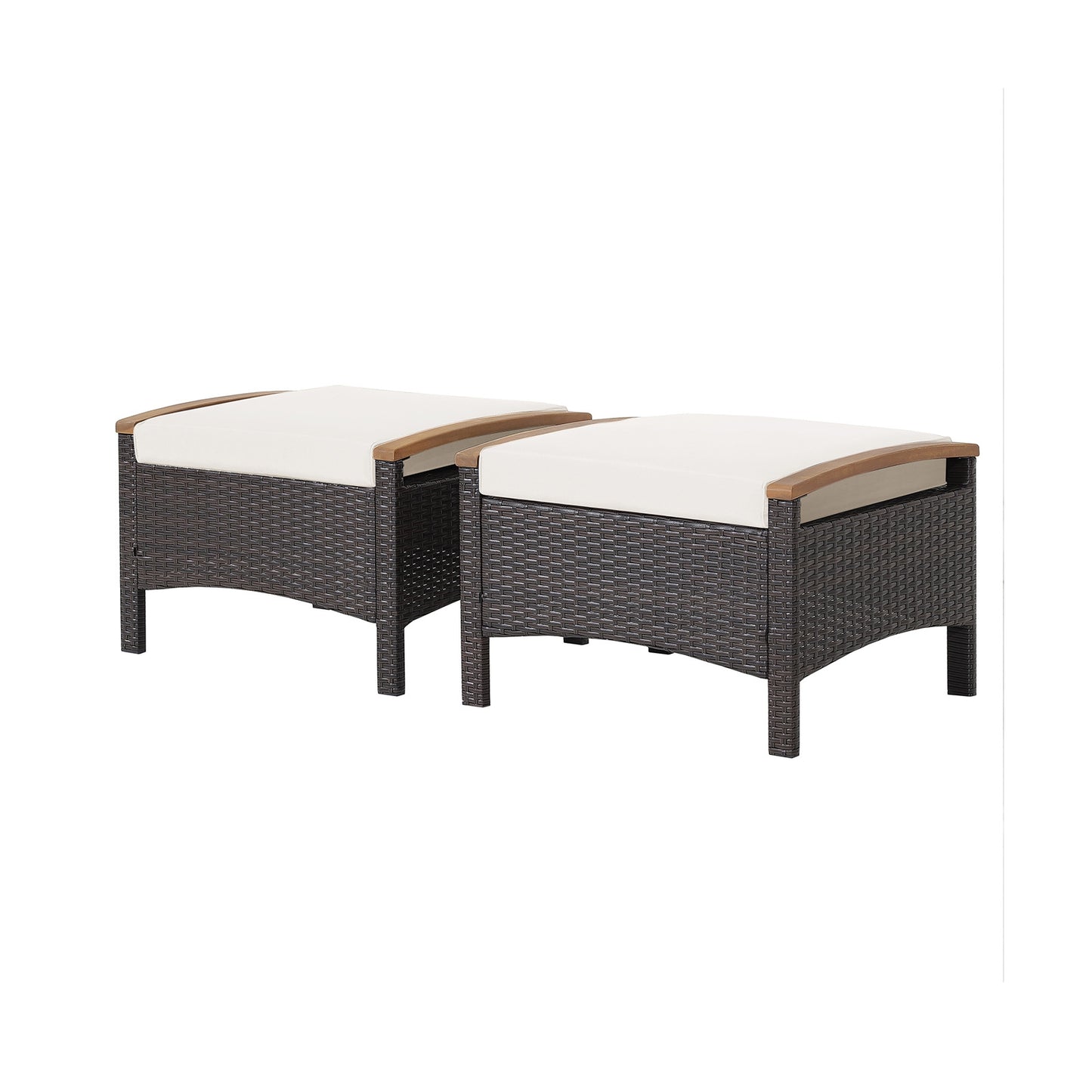Set of 2 Fade-Resistant Wicker Patio Ottoman, White Outdoor Seating & Patio Chairs at Gallery Canada