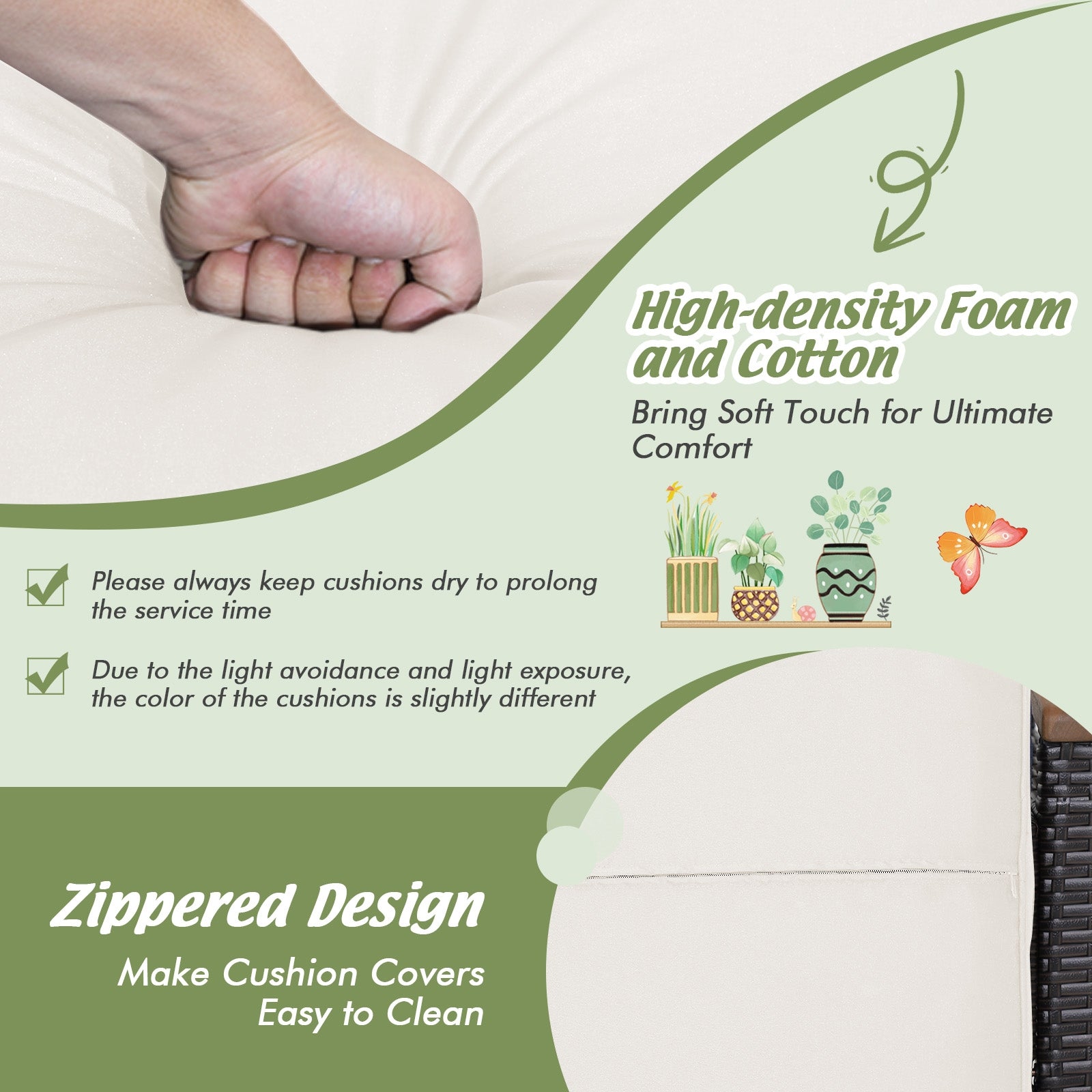 Set of 2 Fade-Resistant Wicker Patio Ottoman, White Outdoor Seating & Patio Chairs at Gallery Canada