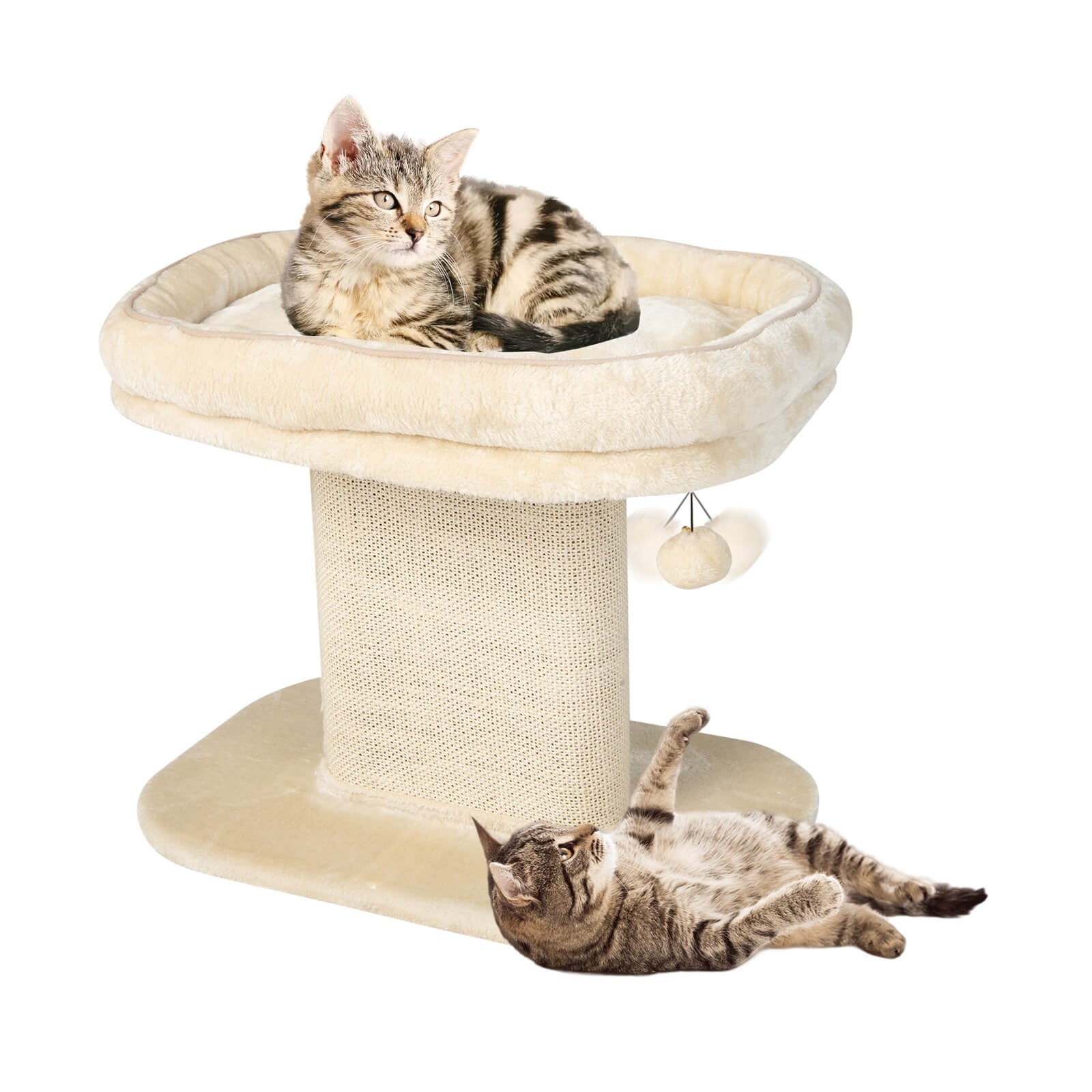 Modern Cat Tree Tower with Large Plush Perch and Sisal Scratching Plate, Beige Cat Trees Condos & Scratchers at Gallery Canada