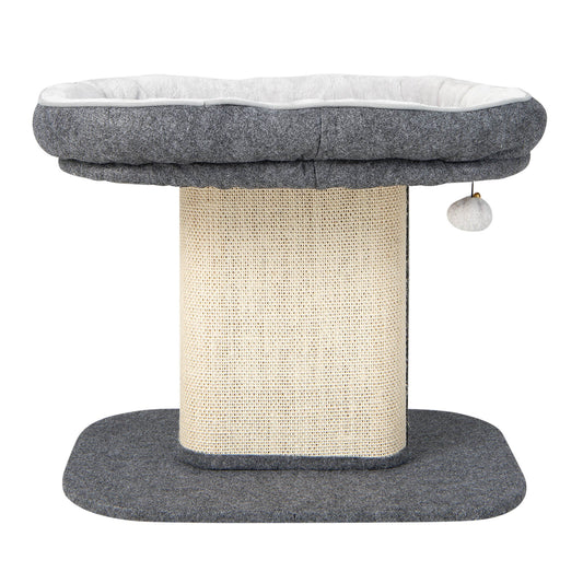 Modern Cat Tree Tower, Large Plush Perch, Sisal Scratching Plate, Gray Cat Trees Condos & Scratchers Gray at Gallery Canada