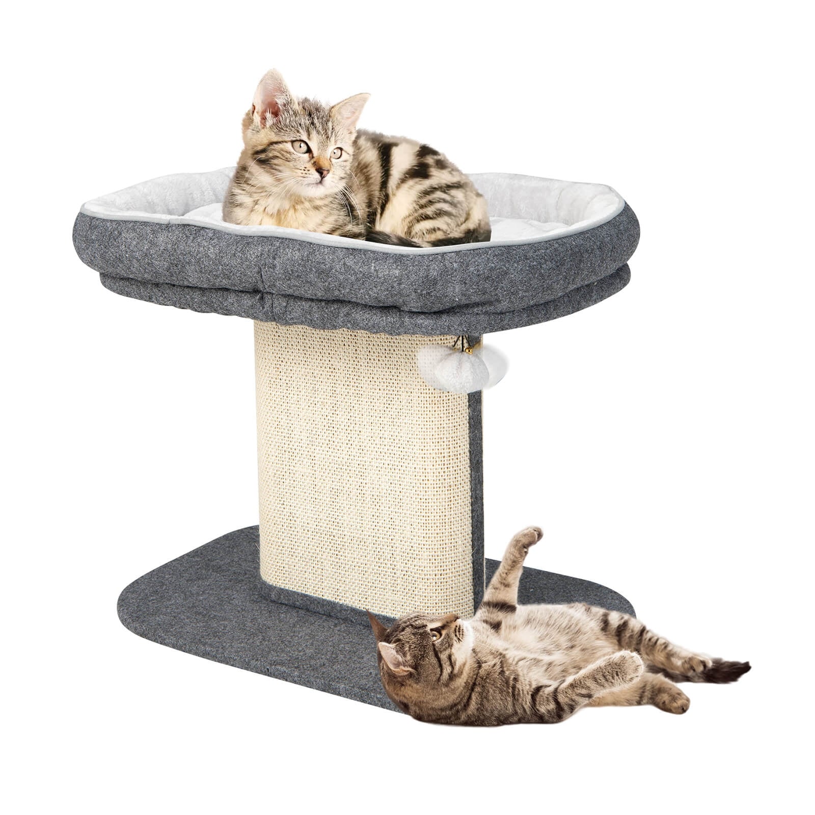 Modern Cat Tree Tower with Large Plush Perch and Sisal Scratching Plate, Gray Cat Trees Condos & Scratchers at Gallery Canada
