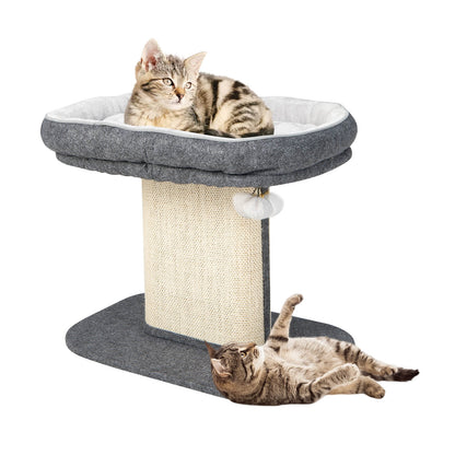 Modern Cat Tree Tower with Large Plush Perch and Sisal Scratching Plate, Gray Cat Trees Condos & Scratchers at Gallery Canada