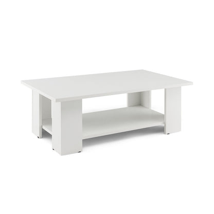 Large 36 Inch 2-tier Wooden Modern Coffee Table with Storage Shelf, White - Gallery Canada