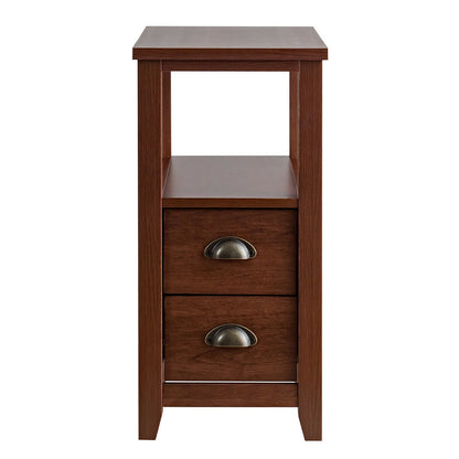 Wooden End Table With 2 Drawers, Shelf, Brown Nightstands at Gallery Canada