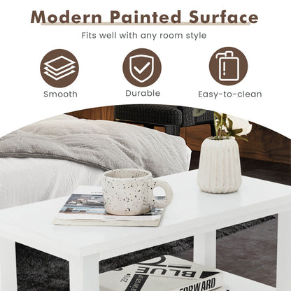 Wooden End Table With 2 Drawers, Shelf, White Nightstands at Gallery Canada