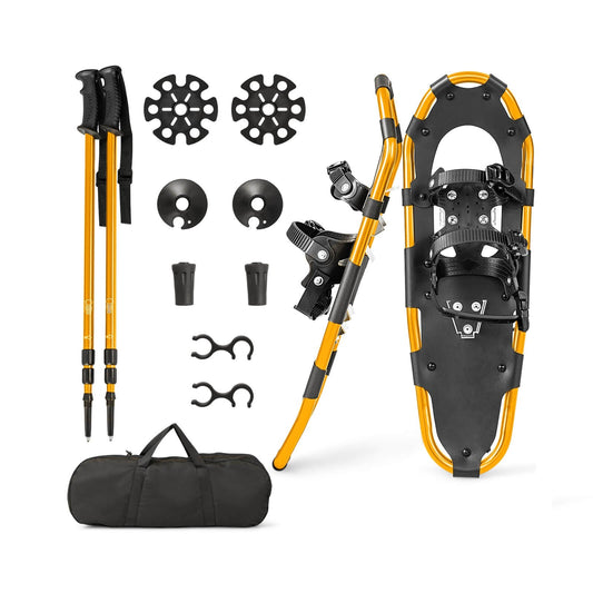 4-in-1 Lightweight Terrain Snowshoes with Flexible Pivot System-25 inches, Golden