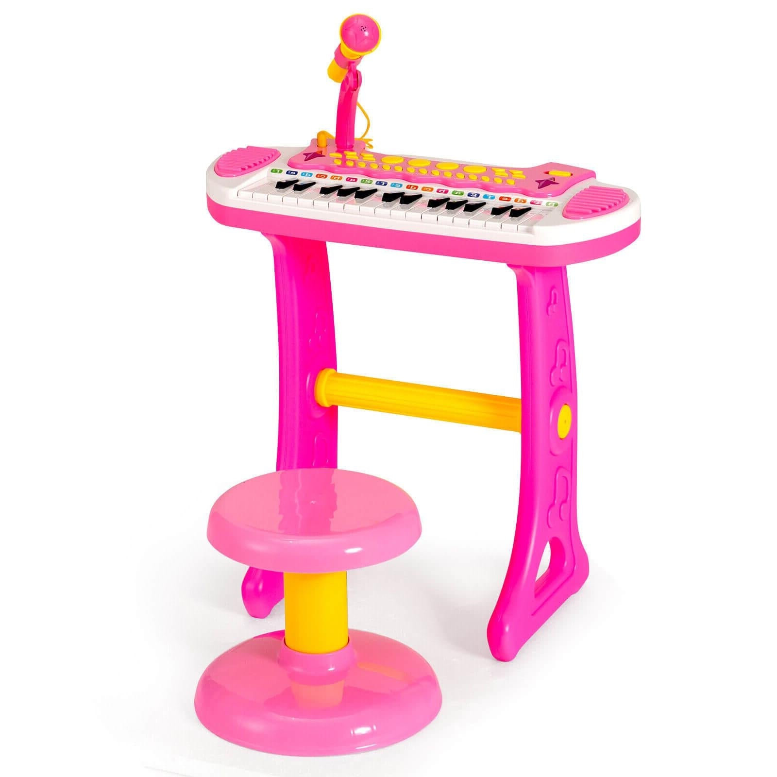 31-Key Kids Piano Keyboard Toy, With Microphone And Multiple Sounds, Pink Musical Toys Pink at Gallery Canada