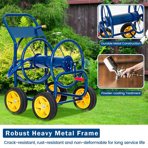 Garden Hose Reel Cart Holds 330ft of 3/4 Inch or 5/8 Inch Hose, Blue