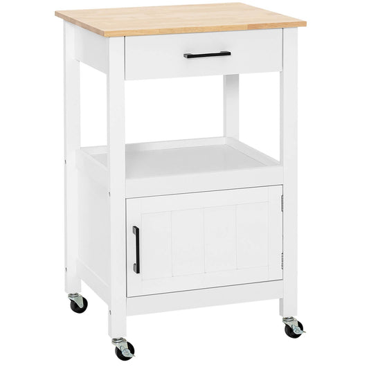 Kitchen Island with Storage Drawer and 3 Hooks, White - Gallery Canada