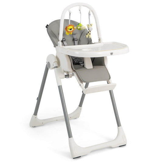4-in-1 Foldable Baby High Chair with 7 Adjustable Heights and Free Toys Bar, Gray at Gallery Canada