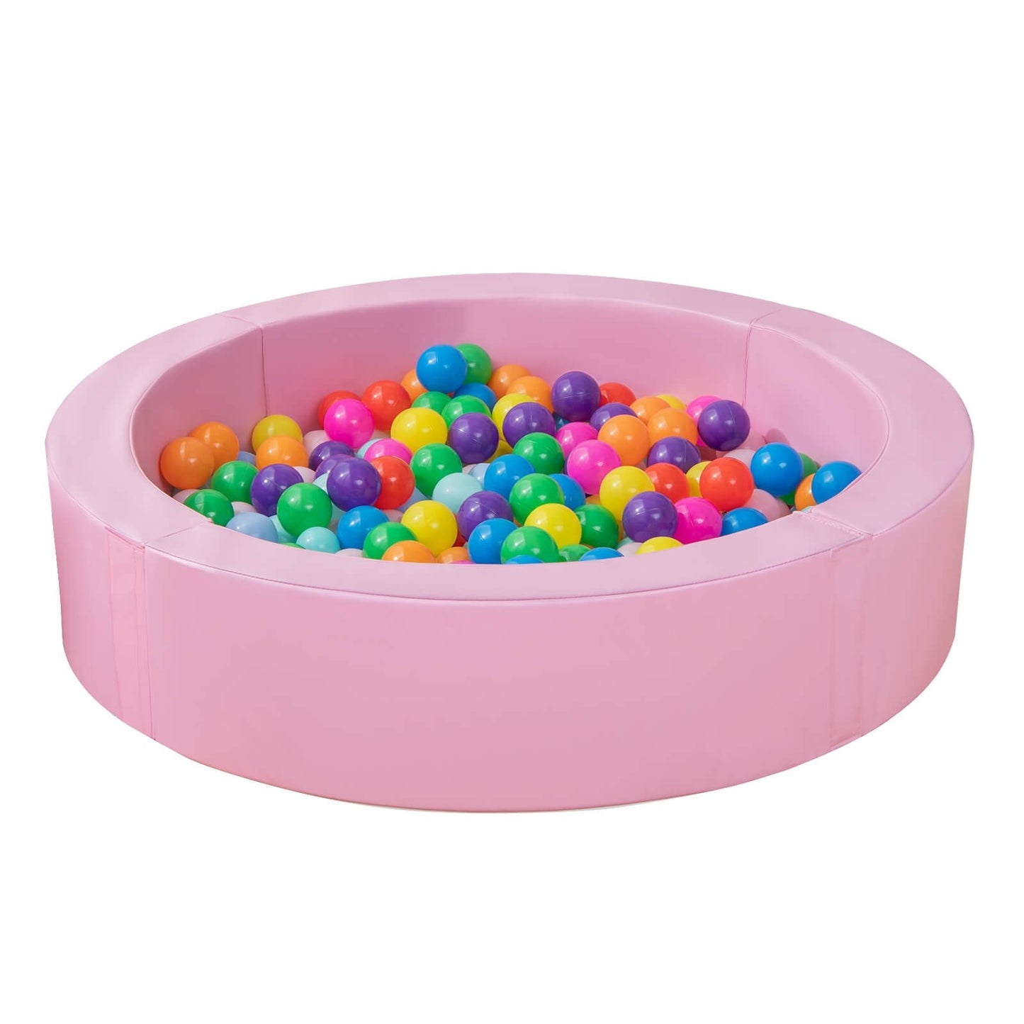 Large Round Foam Ball Pit with PU Surface and 50 Balls, Pink - Gallery Canada