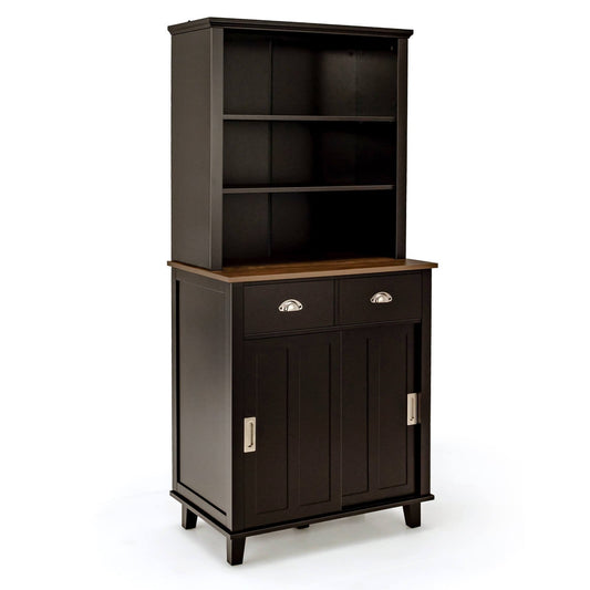 67 inches Freestanding Kitchen Pantry Cabinet with Sliding Doors, Brown at Gallery Canada